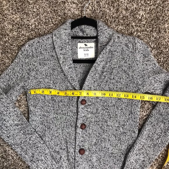 Abercrombie Kids Boy 11/12 Gray Knit V-neck Button up Cardigan Sweater - Picture 8 of 10
